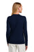 Brooks Brothers Womens Long Sleeve V-Neck Sweater Navy Blue Model Back
