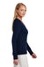 Brooks Brothers Womens Long Sleeve V-Neck Sweater Navy Blue Model Side