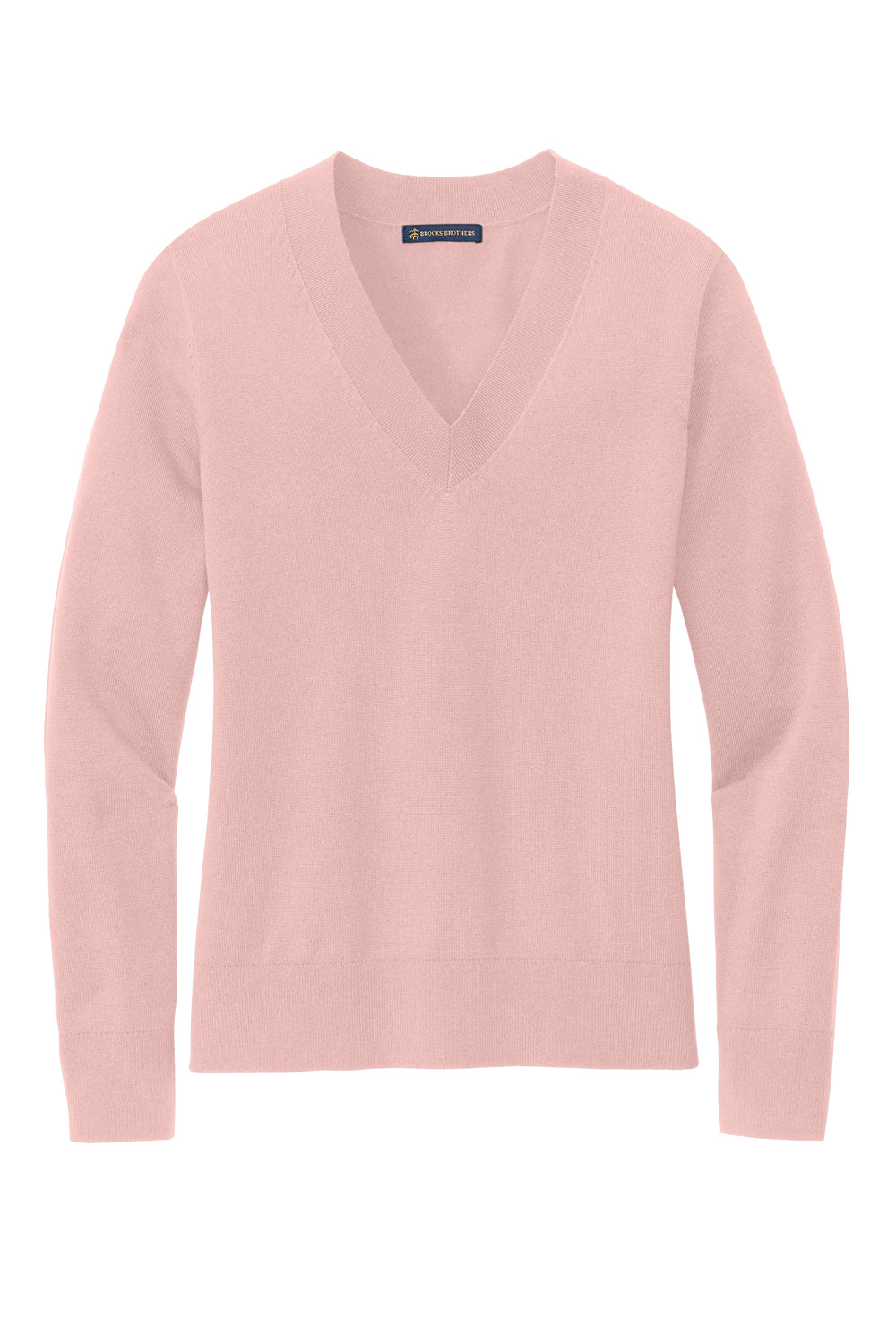 Brooks Brothers Womens Long Sleeve V-Neck Sweater Pearl Pink Flat Front