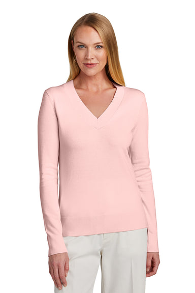 Brooks Brothers Womens Long Sleeve V-Neck Sweater Pearl Pink Model Front