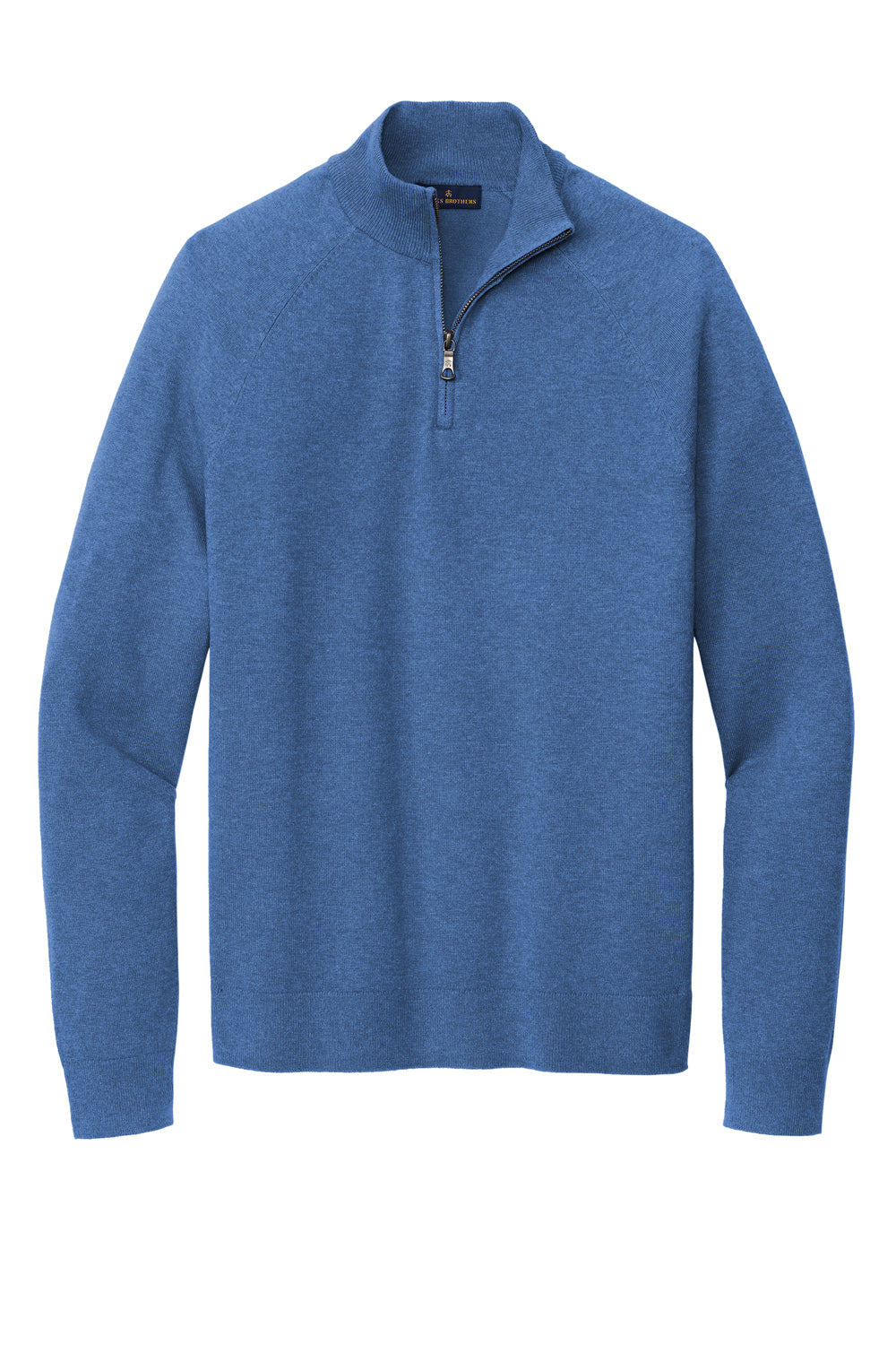 Brooks Brothers Mens Long Sleeve 1/4 Zip Sweater Heather Charter Blue Flat Front