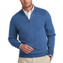 Brooks Brothers Mens Long Sleeve 1/4 Zip Sweater - Heather Charter Blue