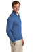 Brooks Brothers Mens Long Sleeve 1/4 Zip Sweater Heather Charter Blue Model Side