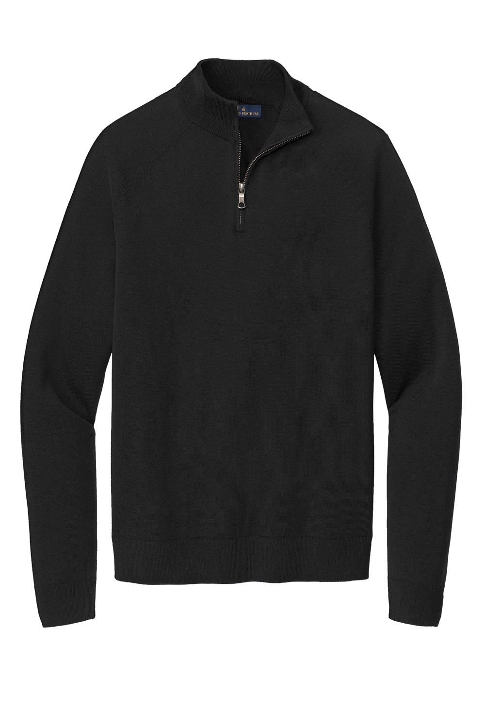 Brooks Brothers Mens Long Sleeve 1/4 Zip Sweater Deep Black Flat Front