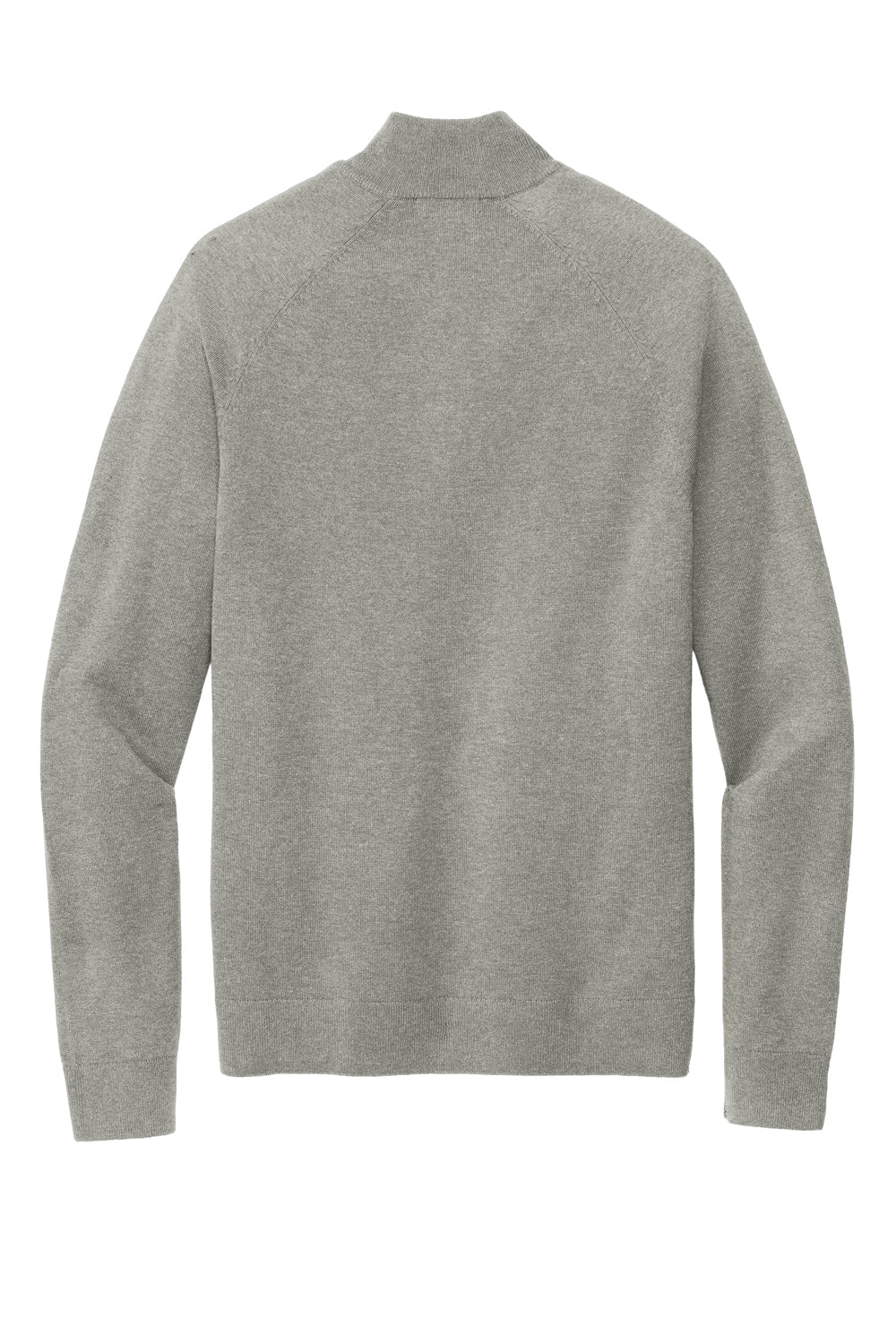 Brooks Brothers Mens Long Sleeve 1/4 Zip Sweater Heather Light Shadow Grey Flat Back