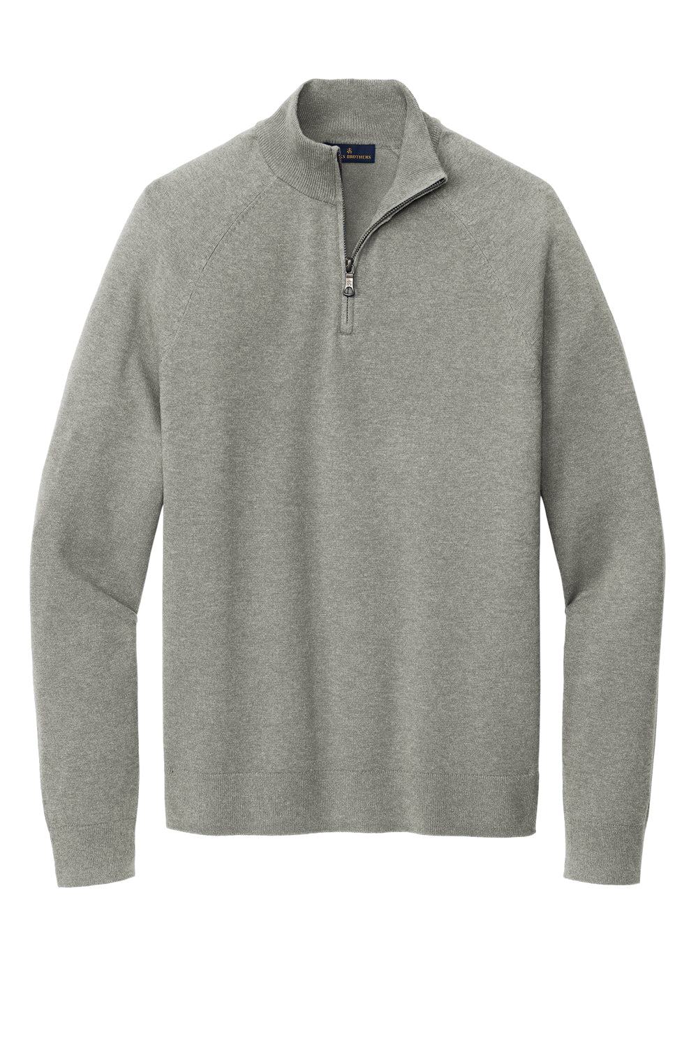 Brooks Brothers Mens Long Sleeve 1/4 Zip Sweater Heather Light Shadow Grey Flat Front