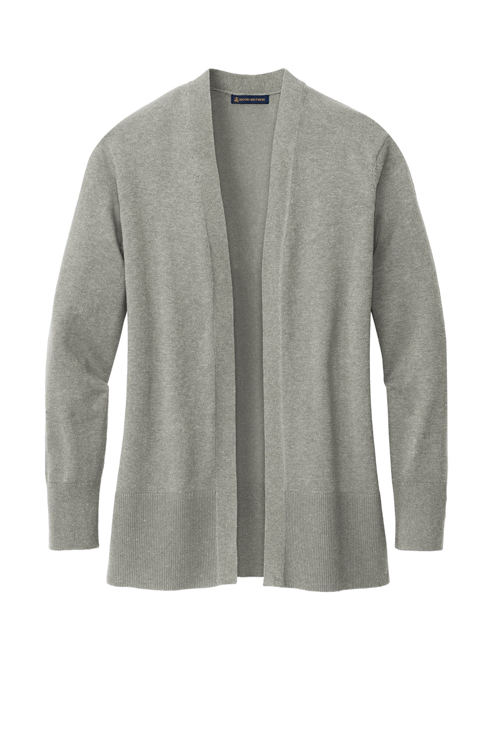 Brooks Brothers Womens Long Sleeeve Cardigan Sweater Heather Light Shadow Grey Flat Front