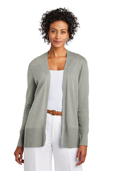 Brooks Brothers Womens Long Sleeeve Cardigan Sweater Heather Light Shadow Grey Model Front