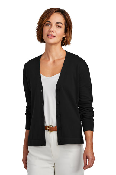 Brooks Brothers Womens Long Sleeeve Cardigan Sweater Deep Black Model Front