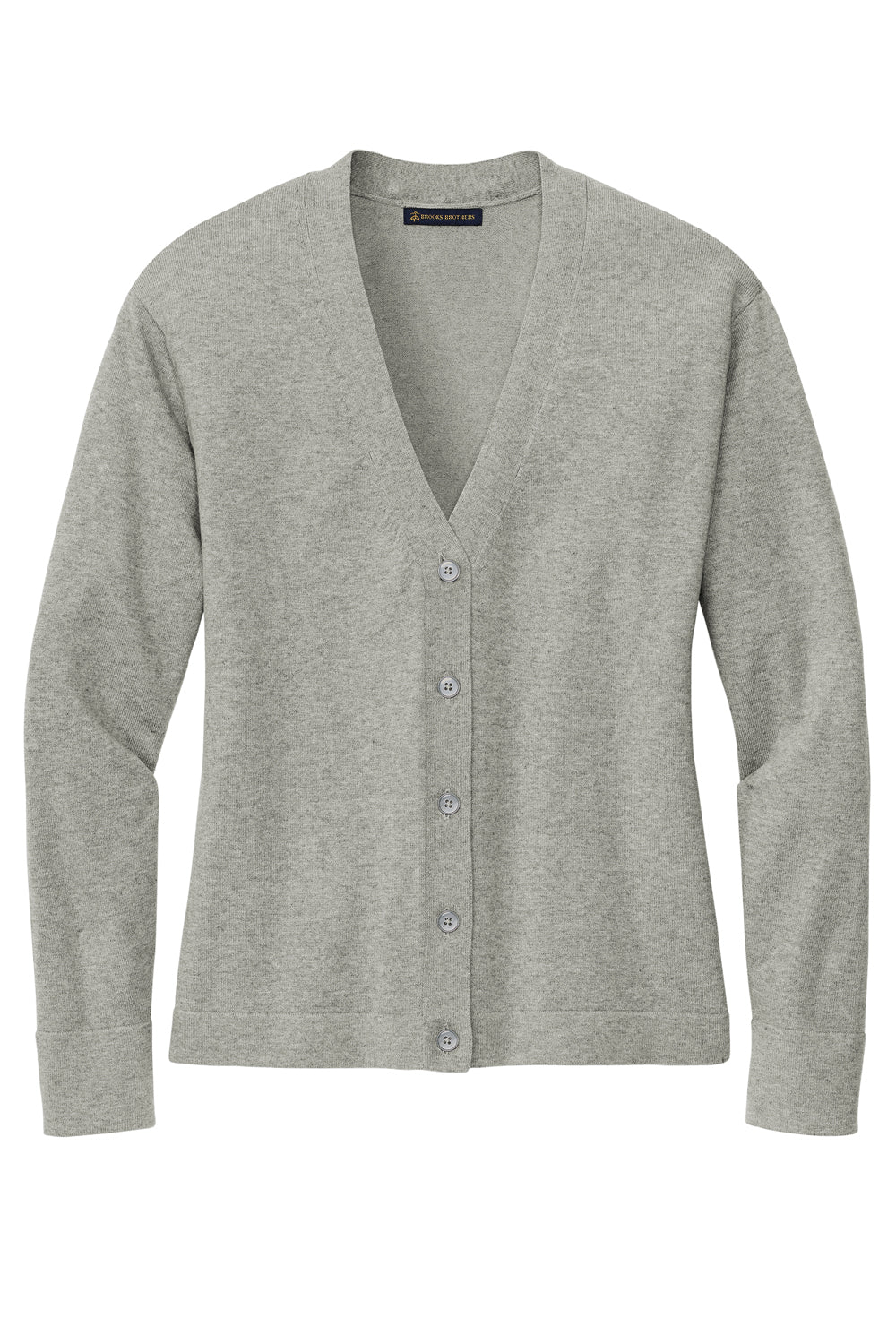 Brooks Brothers Womens Long Sleeeve Cardigan Sweater Heather Light Shadow Grey Flat Front