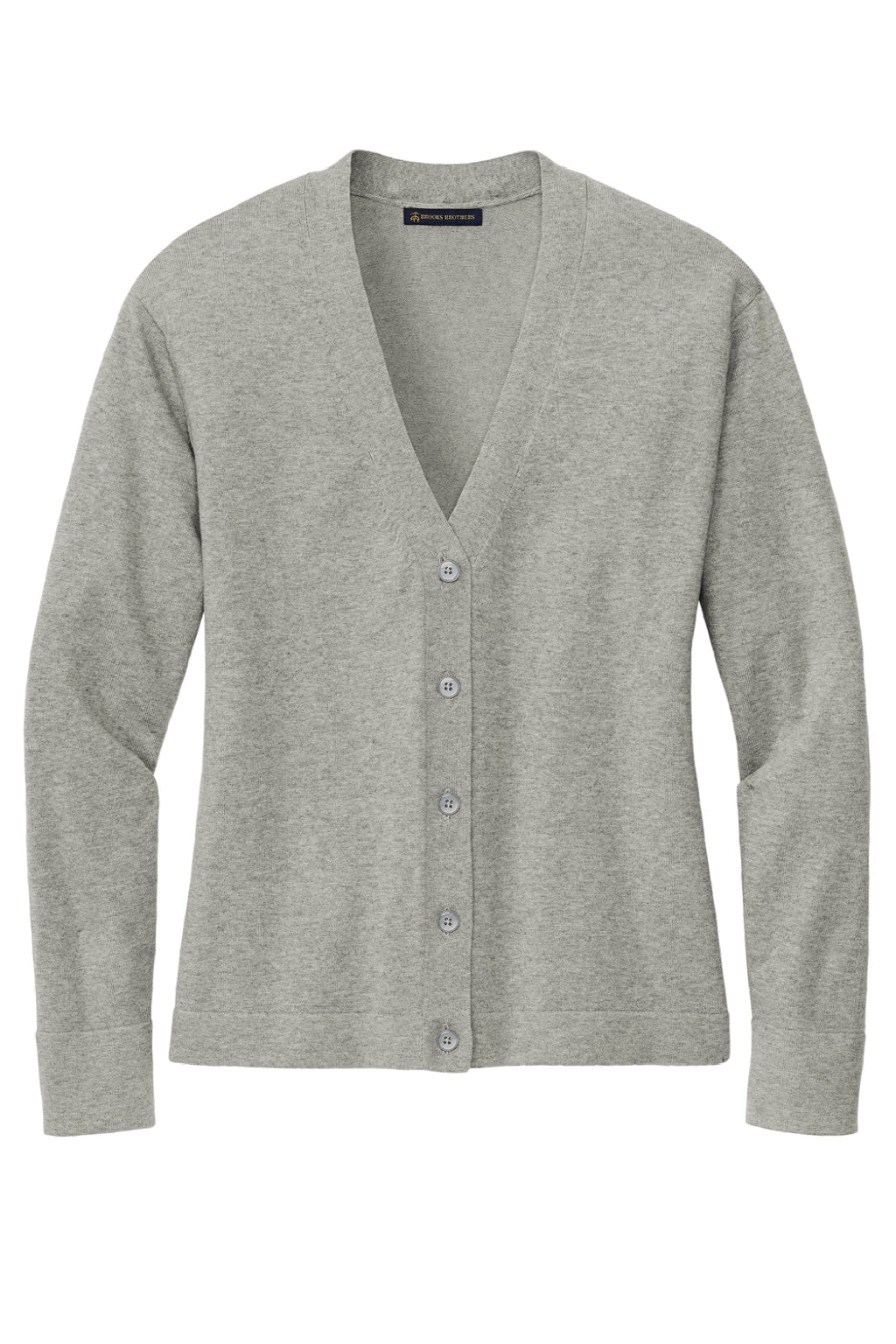 Brooks Brothers Womens Long Sleeve Cardigan Sweater Heather Light Shadow Grey Flat Front