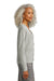 Brooks Brothers Womens Long Sleeeve Cardigan Sweater Heather Light Shadow Grey Model Side