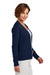 Brooks Brothers Womens Long Sleeeve Cardigan Sweater Navy Blue Model Side