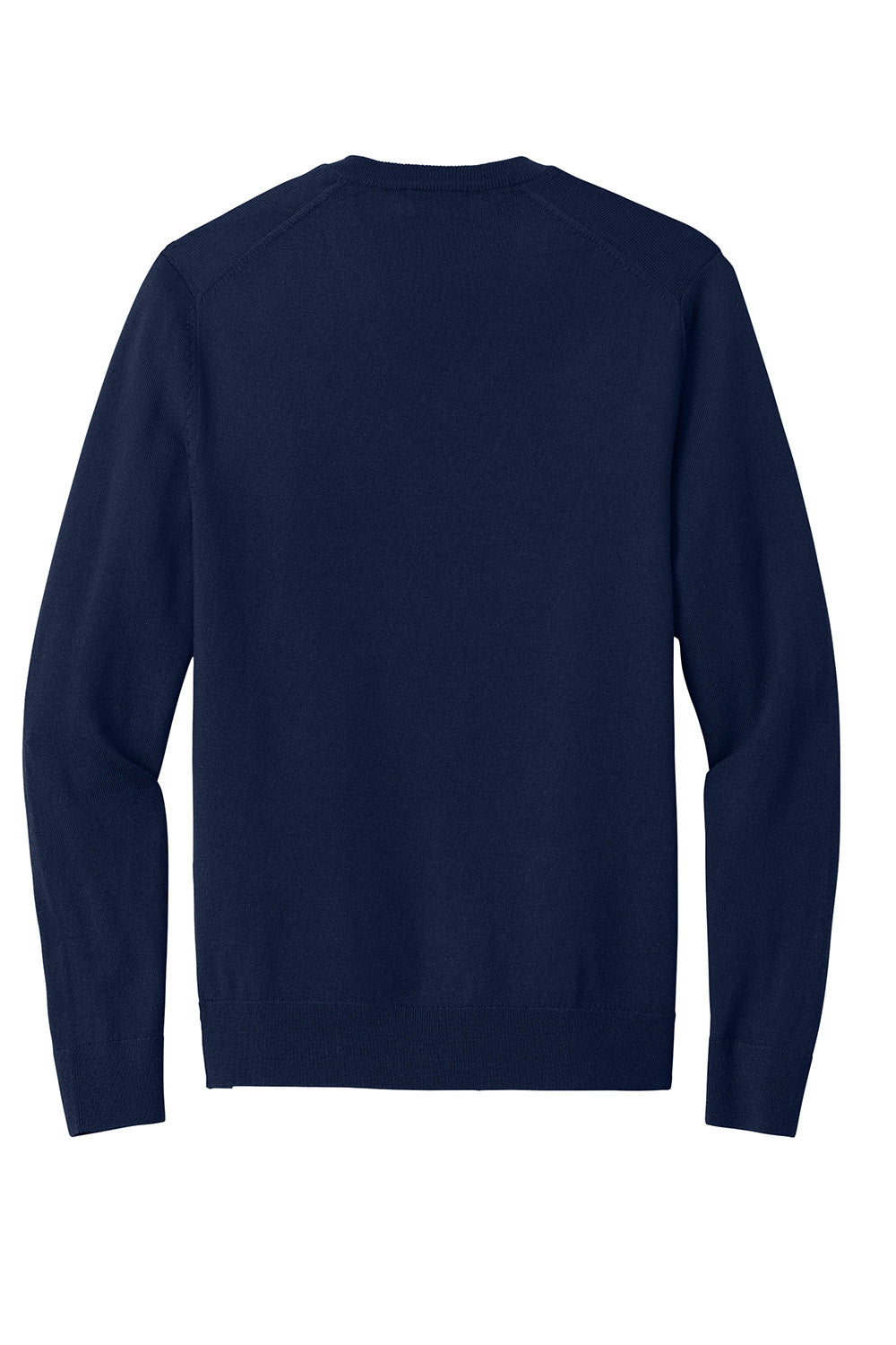 Brooks Brothers BB18410 Mens Merino Long Sleeve V-Neck Sweater Navy Blue Blazer Flat Back