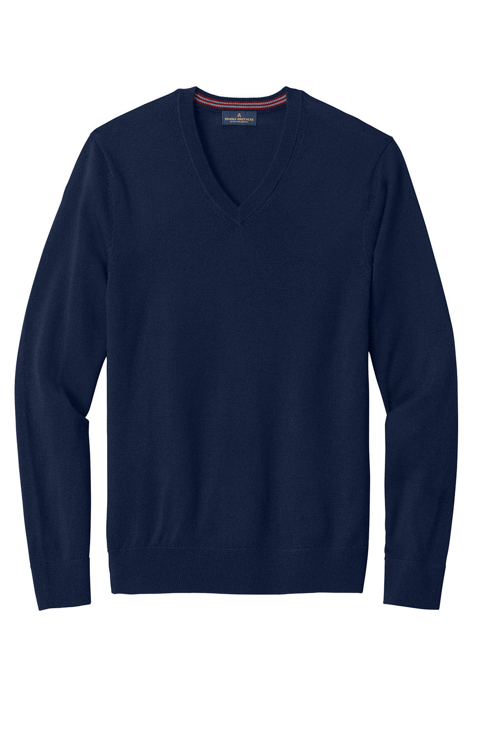 Brooks Brothers BB18410 Mens Merino Long Sleeve V-Neck Sweater Navy Blue Blazer Flat Front