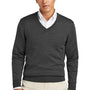 Brooks Brothers Mens Merino Long Sleeve V-Neck Sweater - Heather Windsor Grey