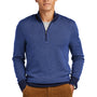 Brooks Brothers Mens Merino Birdseye Long Sleeve 1/4 Zip Sweater - Navy Blue/Compass Blue