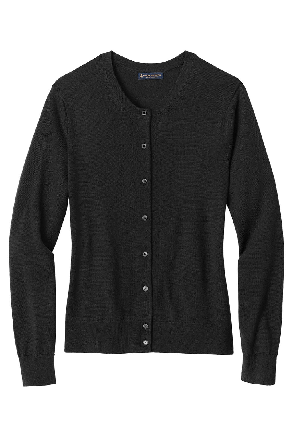 Brooks Brothers BB18413 Womens Merino Long Sleeve Button Front Cardigan Sweater Deep Black Flat Front