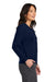Brooks Brothers BB18413 Womens Merino Long Sleeve Button Front Cardigan Sweater Navy Blue Blazer Model Side