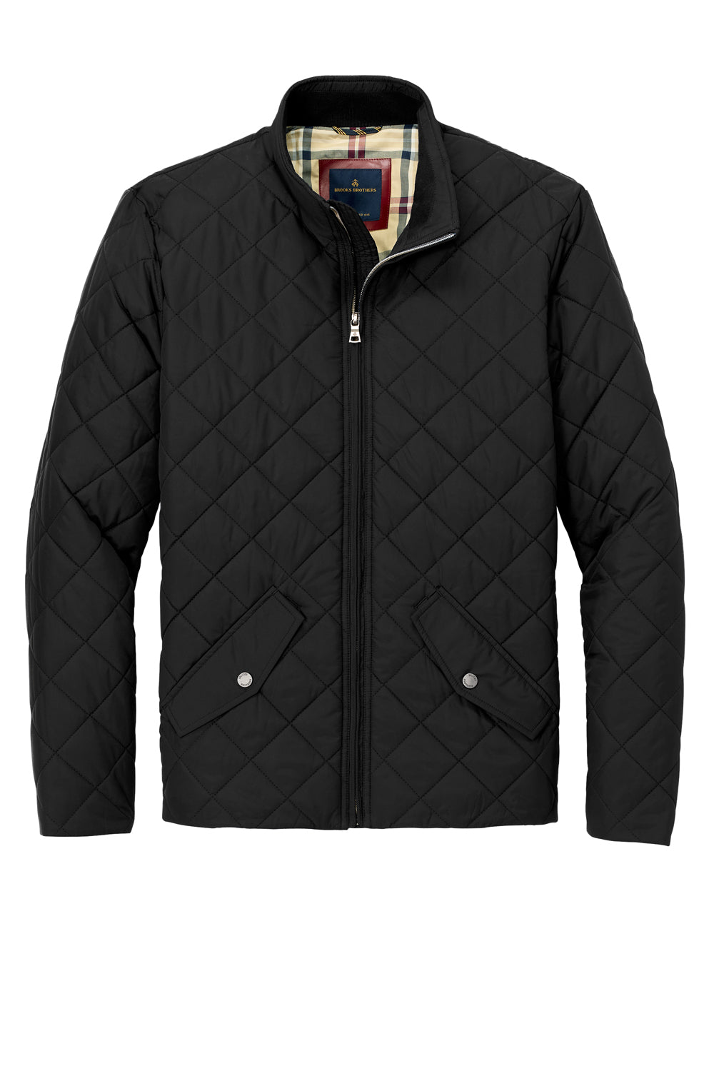 Brooks Brothers Mens Water Resistant Quilted Full Zip Jacket Deep Black Flat Front