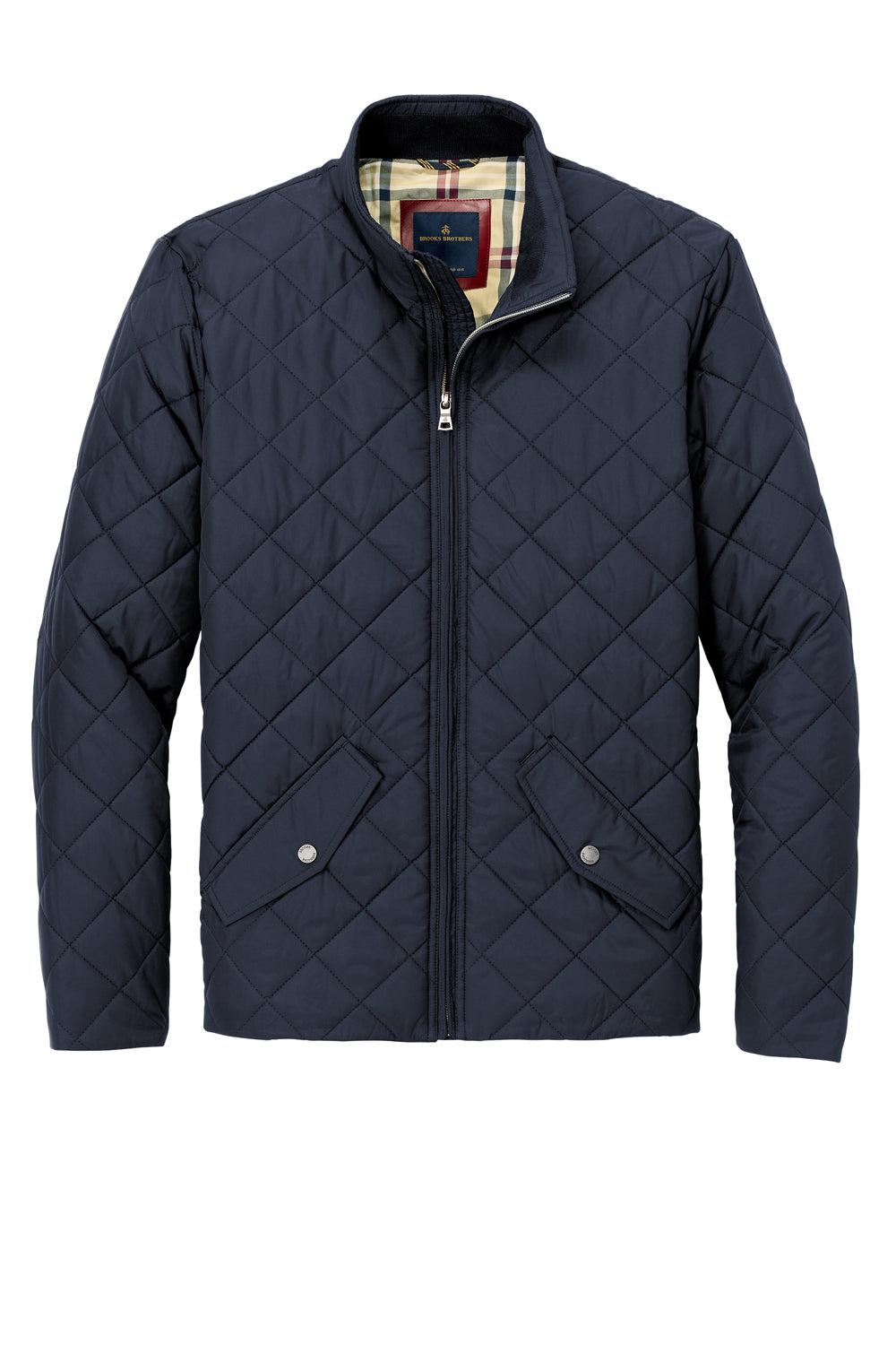 Brooks Brothers Mens Water Resistant Quilted Full Zip Jacket Night Navy Blue Flat Front
