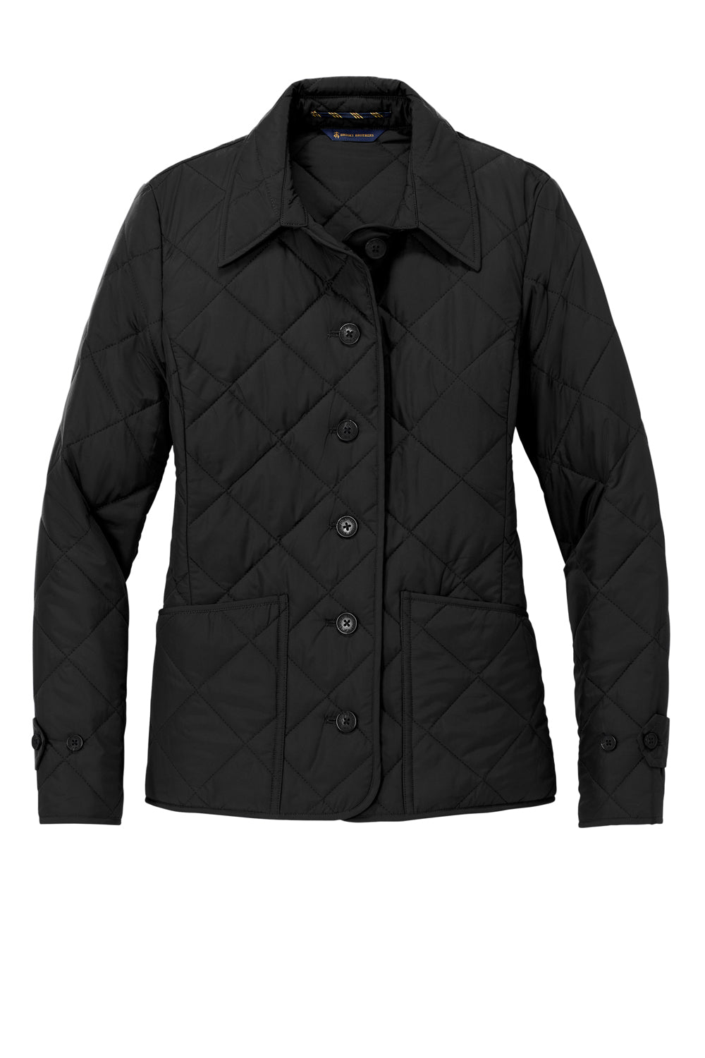 Brooks Brothers Womens Water Resistant Quilted Full Zip Jacket Deep Black Flat Front