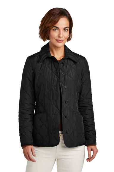 Brooks Brothers Womens Water Resistant Quilted Full Zip Jacket Deep Black Model Front