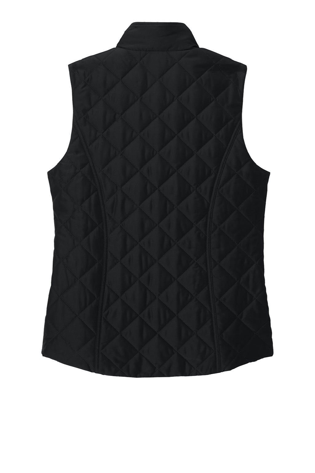 Brooks Brothers BB18603 Womens Quilted Full Zip Vest Deep Black Flat Back