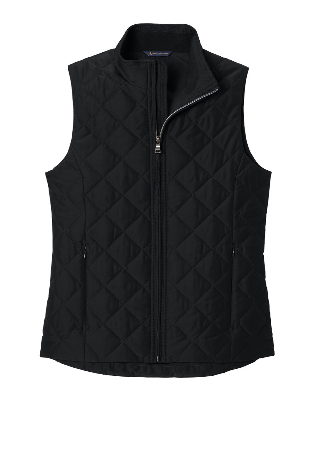 Brooks Brothers BB18603 Womens Quilted Full Zip Vest Deep Black Flat Front