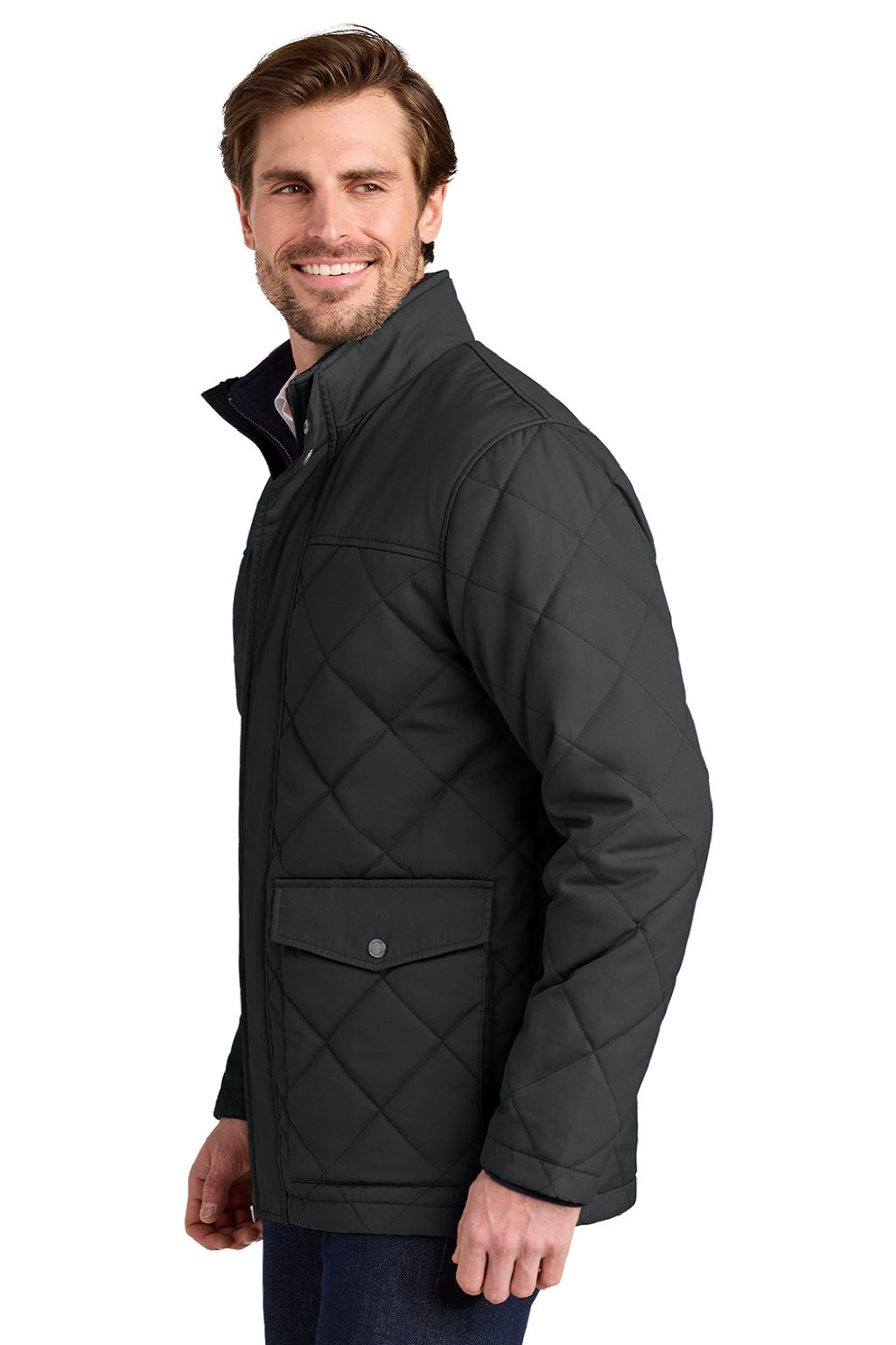 Brooks Brothers BB18605 Mens Full Zip Field Jacket Deep Black Model Side