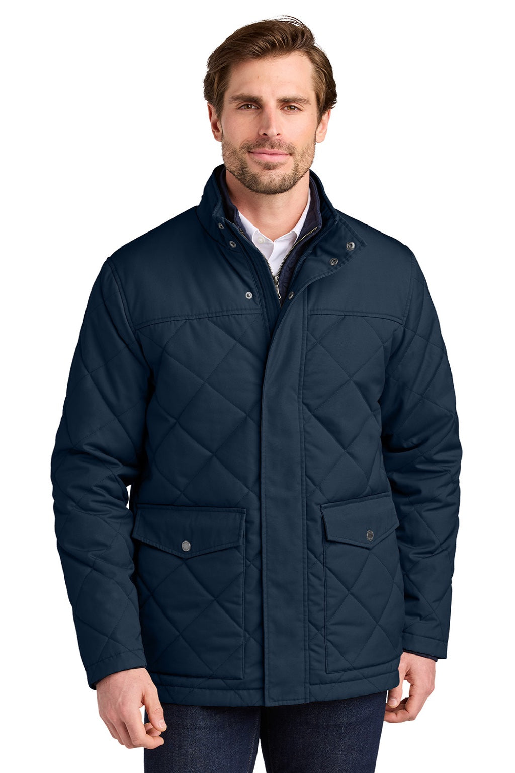 Brooks Brothers BB18605 Mens Full Zip Field Jacket Night Navy Blue Model Front