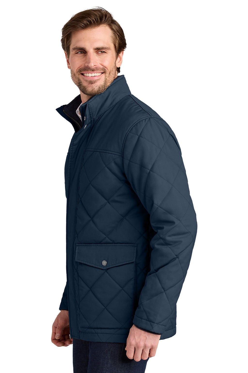 Brooks Brothers BB18605 Mens Full Zip Field Jacket Night Navy Blue Model Side