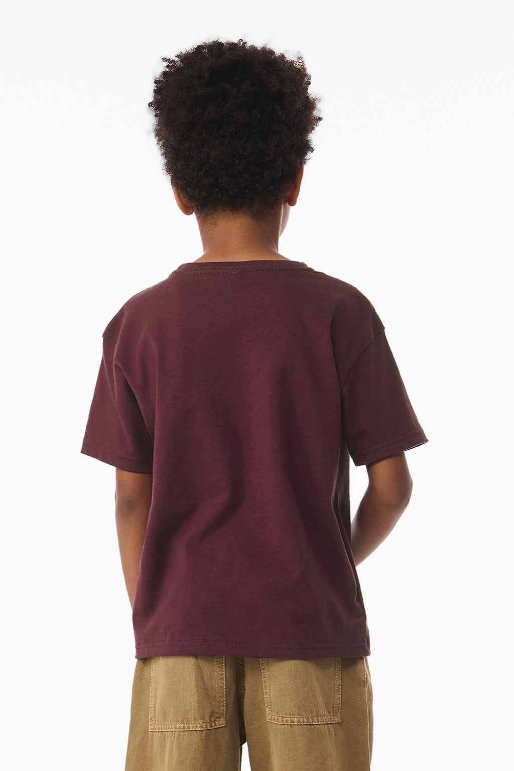 Bella + Canvas BC3010Y Youth Short Sleeve Crewneck T-Shirt Maroon Model Back