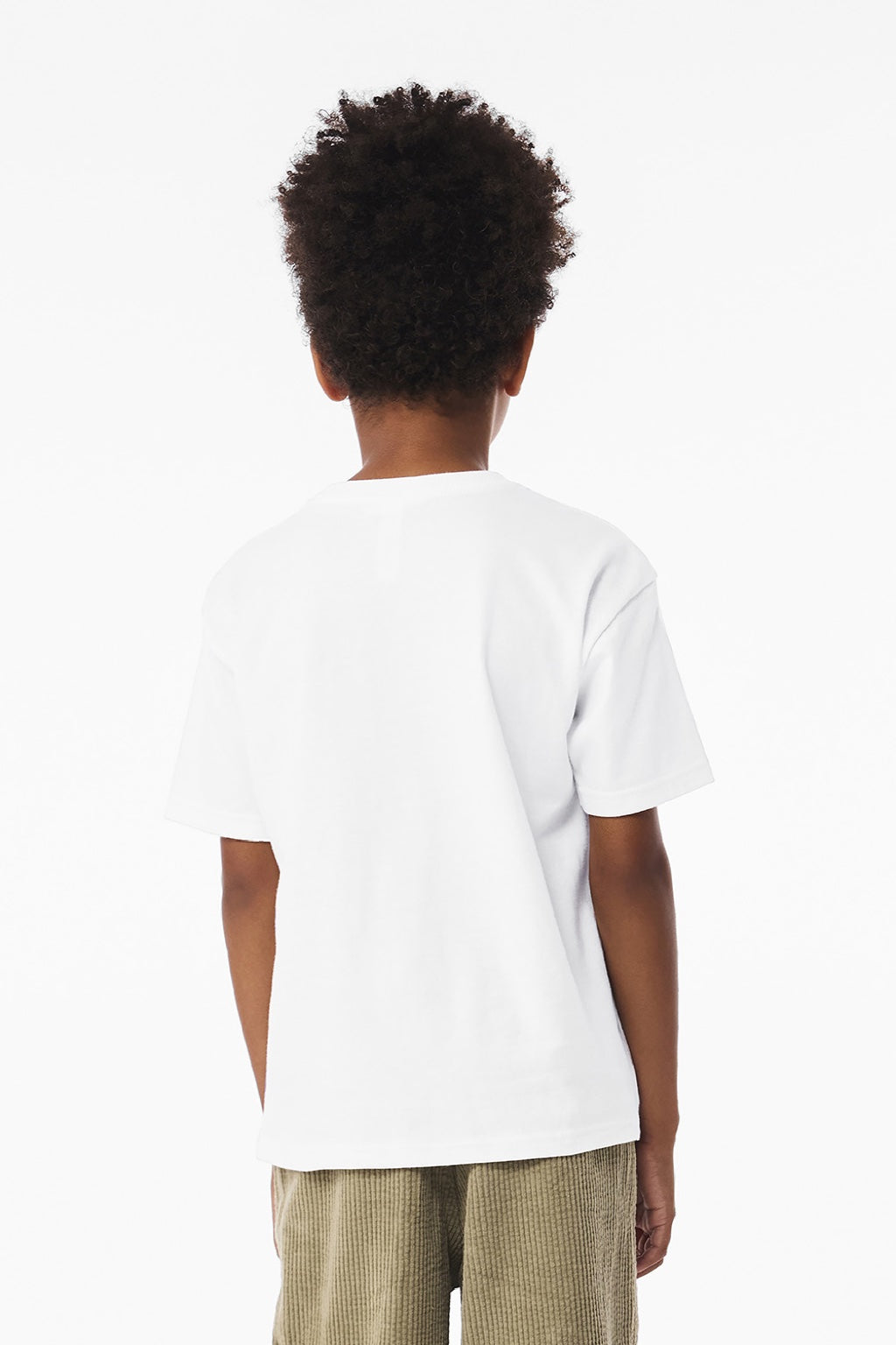 Bella + Canvas BC3010Y Youth Short Sleeve Crewneck T-Shirt White Model Back