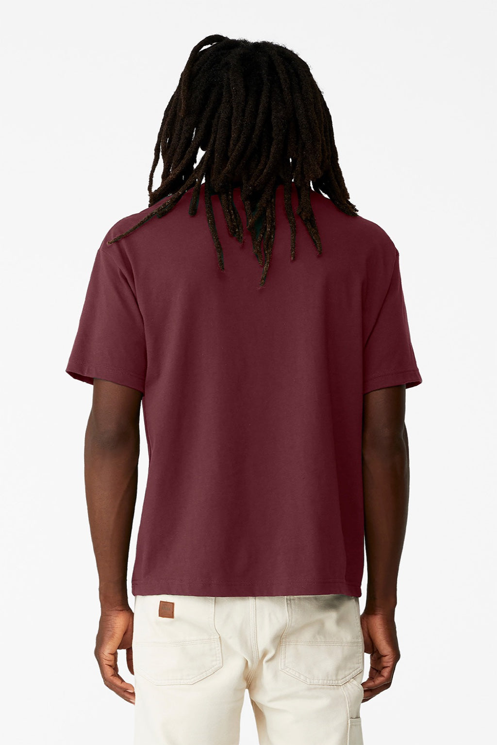 Bella + Canvas BC3010 Mens Short Sleeve Crewneck T-Shirt Maroon Model Back