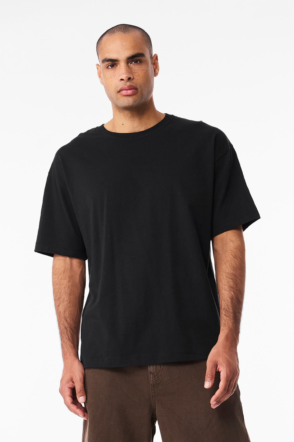 Bella + Canvas BC3010 Mens Short Sleeve Crewneck T-Shirt Vintage Black Model Front