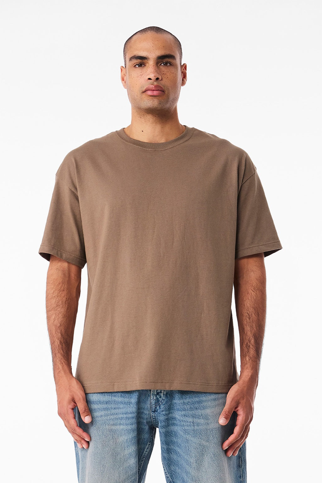 Bella + Canvas BC3010 Mens Short Sleeve Crewneck T-Shirt Vintage Brown Model Front