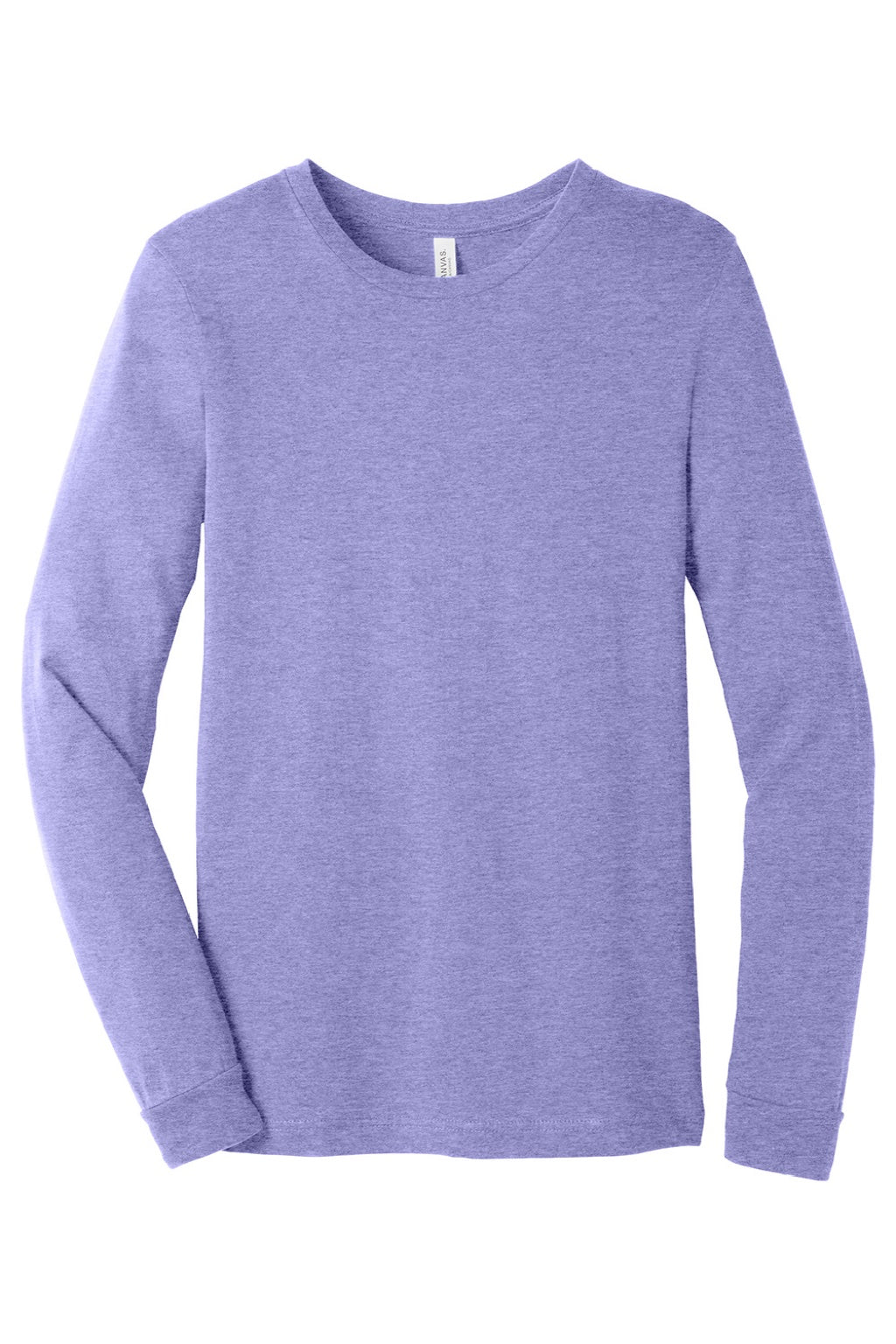 Bella + Canvas BC3501CVC/3501CVC Mens CVC Long Sleeve Crewneck T-Shirt Heather Dark Lavender Purple Flat Front