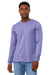 Bella + Canvas BC3501CVC/3501CVC Mens CVC Long Sleeve Crewneck T-Shirt Heather Dark Lavender Purple Model Front