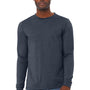 Bella + Canvas Mens CVC Long Sleeve Crewneck T-Shirt - Heather Midnight Navy Blue