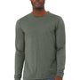 Bella + Canvas Mens CVC Long Sleeve Crewneck T-Shirt - Heather Military Green