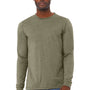 Bella + Canvas Mens CVC Long Sleeve Crewneck T-Shirt - Heather Olive Green