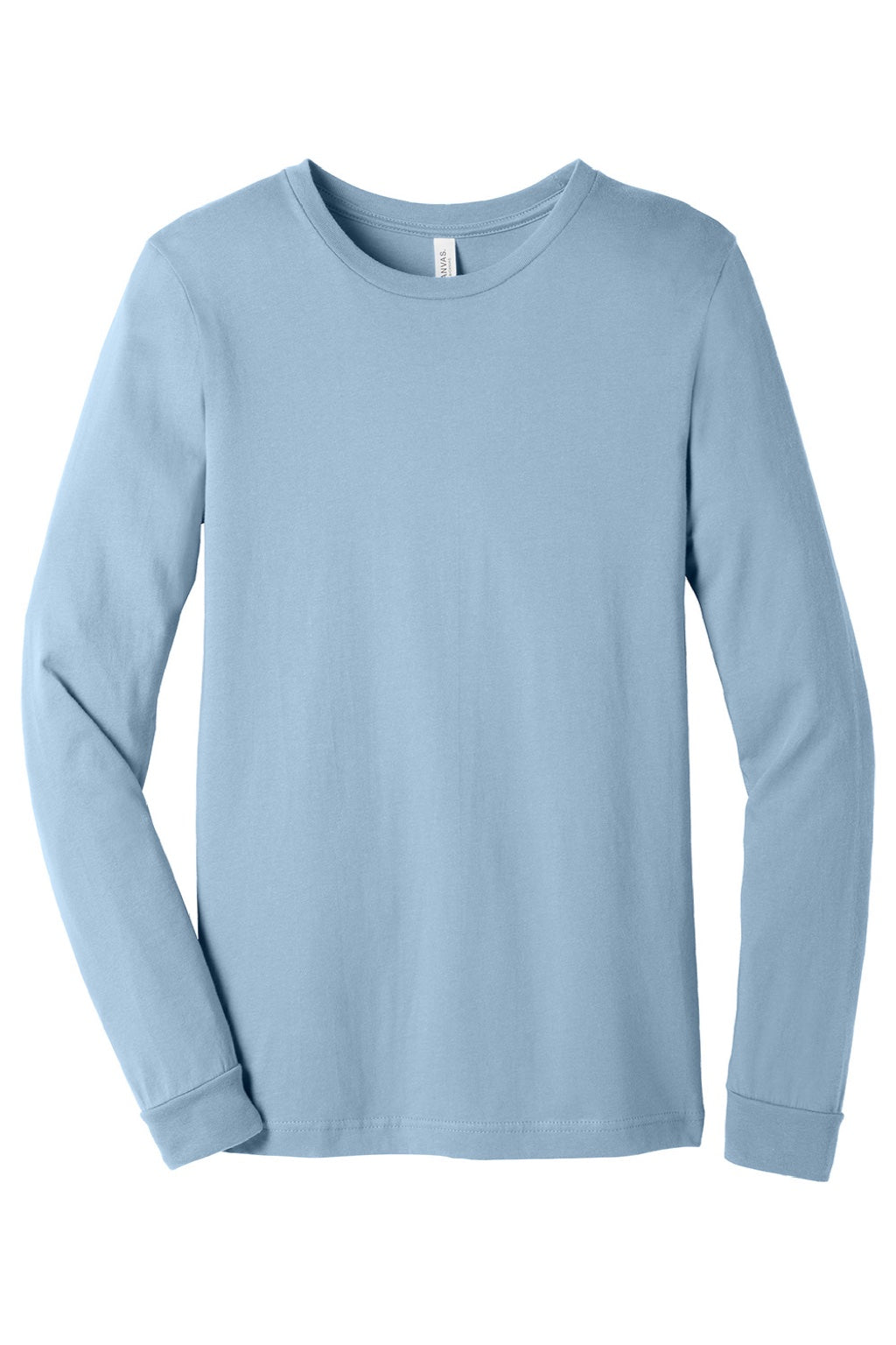 Bella + Canvas BC3501/3501 Mens Jersey Long Sleeve Crewneck T-Shirt Baby Blue Flat Front