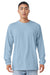 Bella + Canvas BC3501/3501 Mens Jersey Long Sleeve Crewneck T-Shirt Baby Blue Model Front