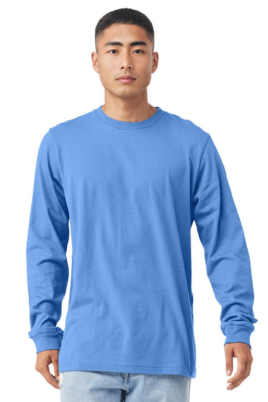 Bella + Canvas BC3501/3501 Mens Jersey Long Sleeve Crewneck T-Shirt Carolina Blue Model Front