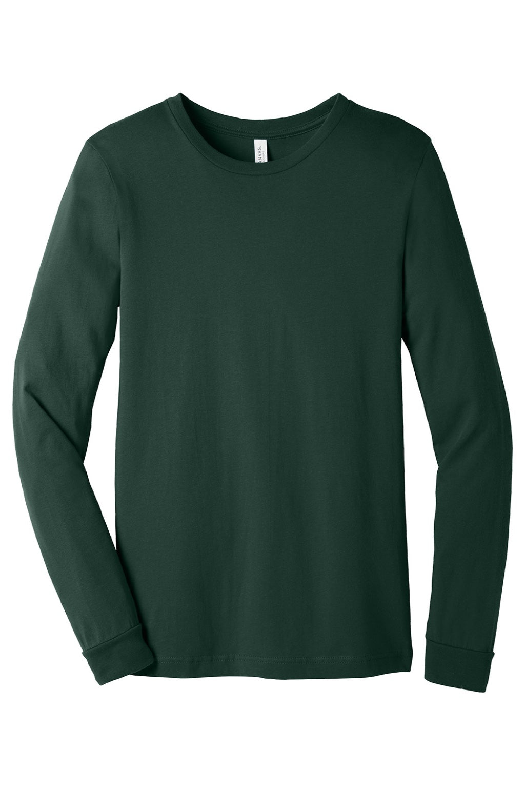 Bella + Canvas BC3501/3501 Mens Jersey Long Sleeve Crewneck T-Shirt Forest Green Flat Front
