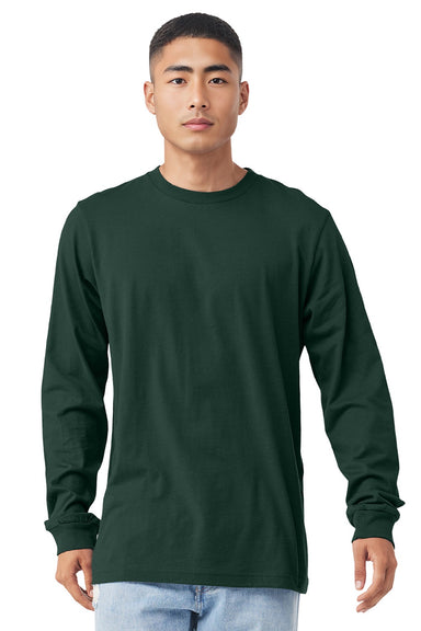 Bella + Canvas BC3501/3501 Mens Jersey Long Sleeve Crewneck T-Shirt Forest Green Model Front