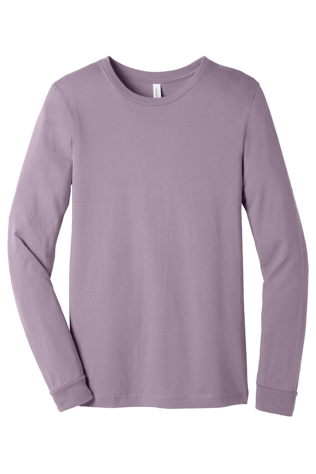 Bella + Canvas BC3501/3501 Mens Jersey Long Sleeve Crewneck T-Shirt Light Violet Purple Flat Front