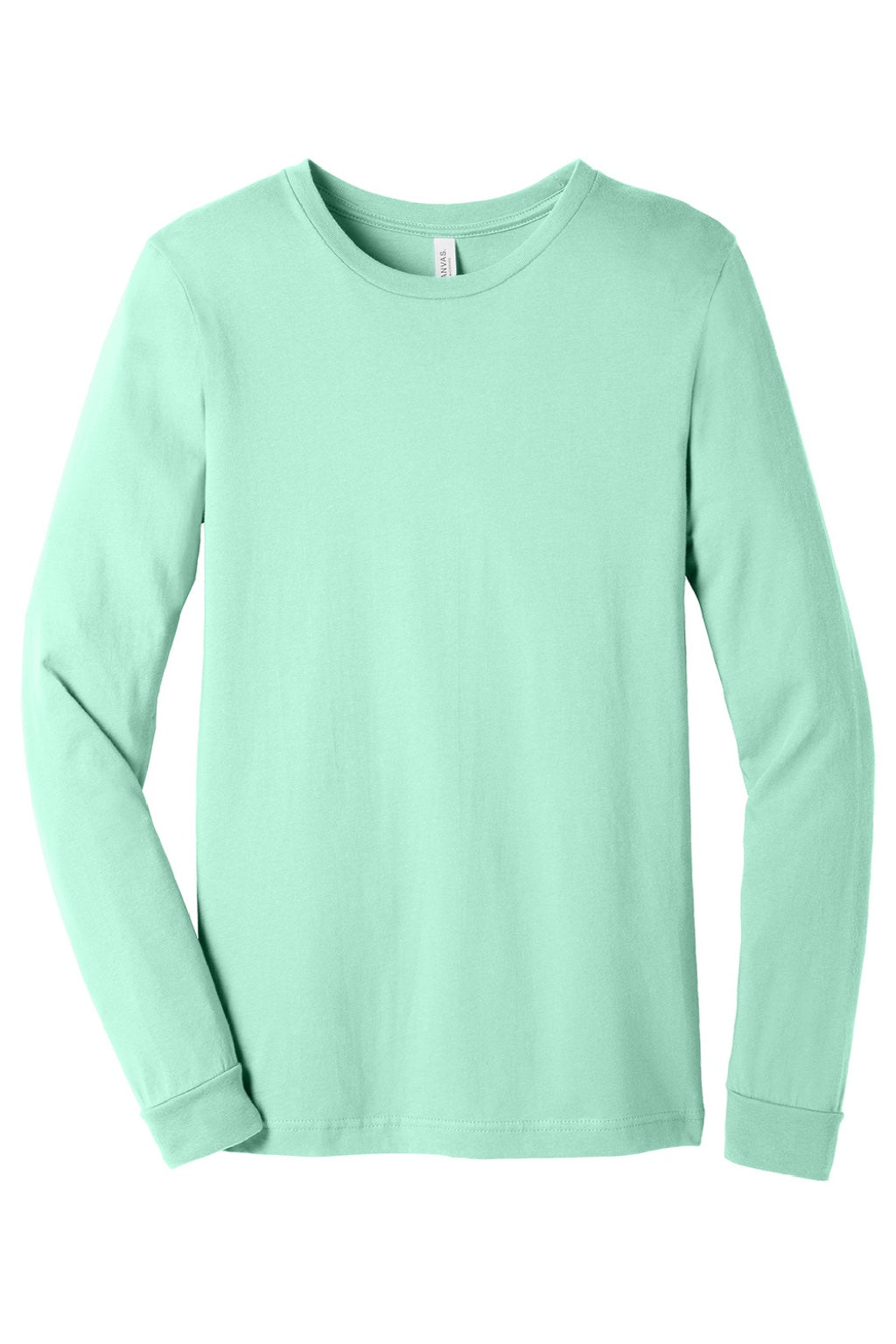 Bella + Canvas BC3501/3501 Mens Jersey Long Sleeve Crewneck T-Shirt Mint Green Flat Front