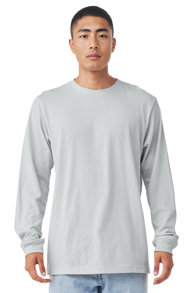 Bella + Canvas BC3501/3501 Mens Jersey Long Sleeve Crewneck T-Shirt Silver Grey Model Front